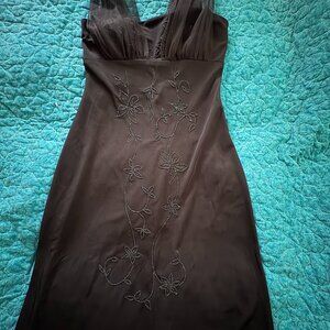 Betsy & Adam by Jas Lene Black Beaded Mesh Sheer Shoulder Prom/Formal Dress Sz 8